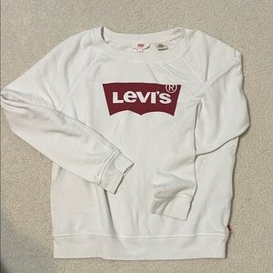 Levi's White Crewneck Sweatshirt with Maroon Logo